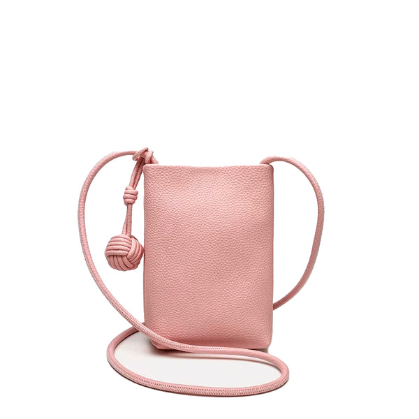 Pink Vegan Leather Phone Crossbody Bag With Knot Strap, Lightweight & Stylish | RIDGEblvd