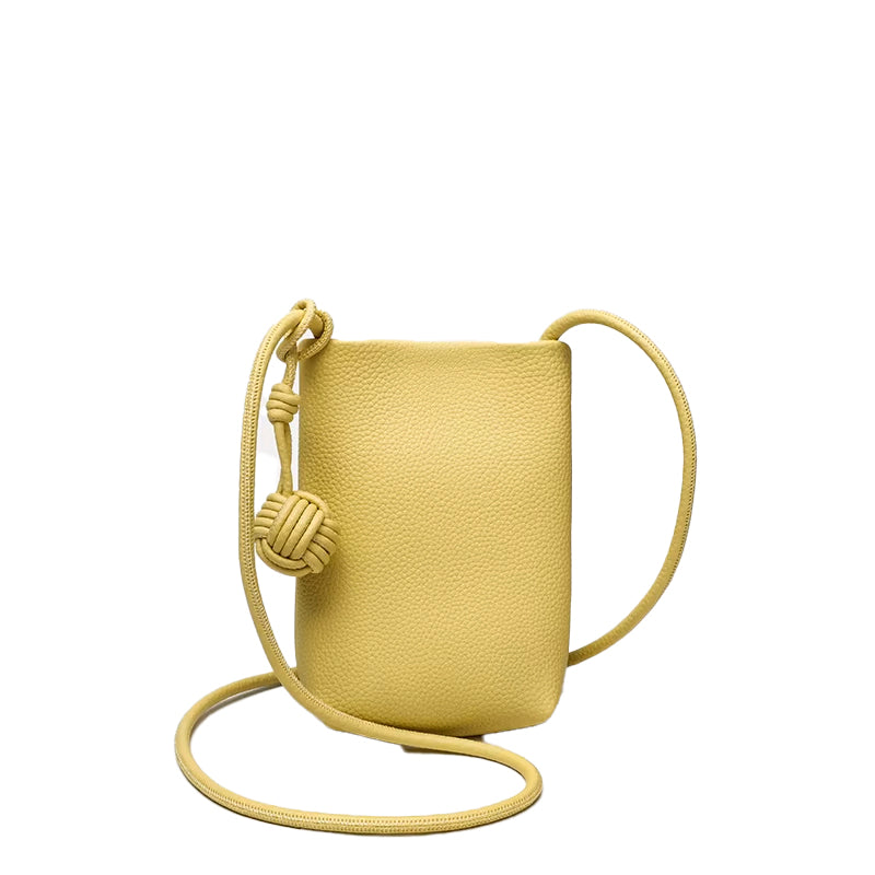 Khaki Vegan Leather Phone Crossbody Bag With Knot Strap, Lightweight & Stylish | RIDGEblvd
