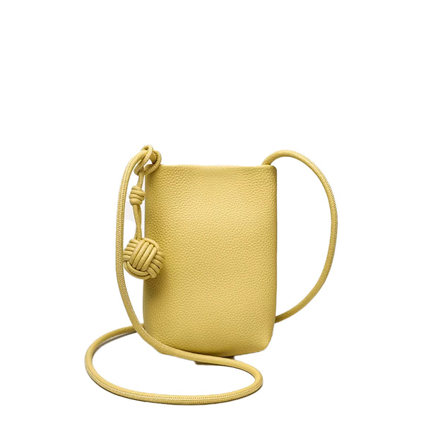 Khaki Vegan Leather Phone Crossbody Bag With Knot Strap, Lightweight & Stylish | RIDGEblvd