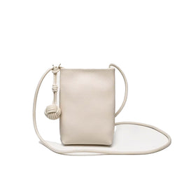 Pearl White Vegan Leather Phone Crossbody Bag With Knot Strap, Lightweight & Stylish | RIDGEblvd