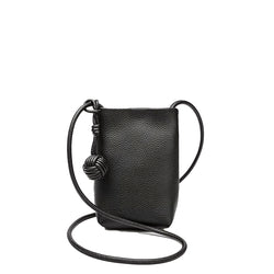 Black Vegan Leather Phone Crossbody Bag With Knot Strap, Lightweight & Stylish | RIDGEblvd