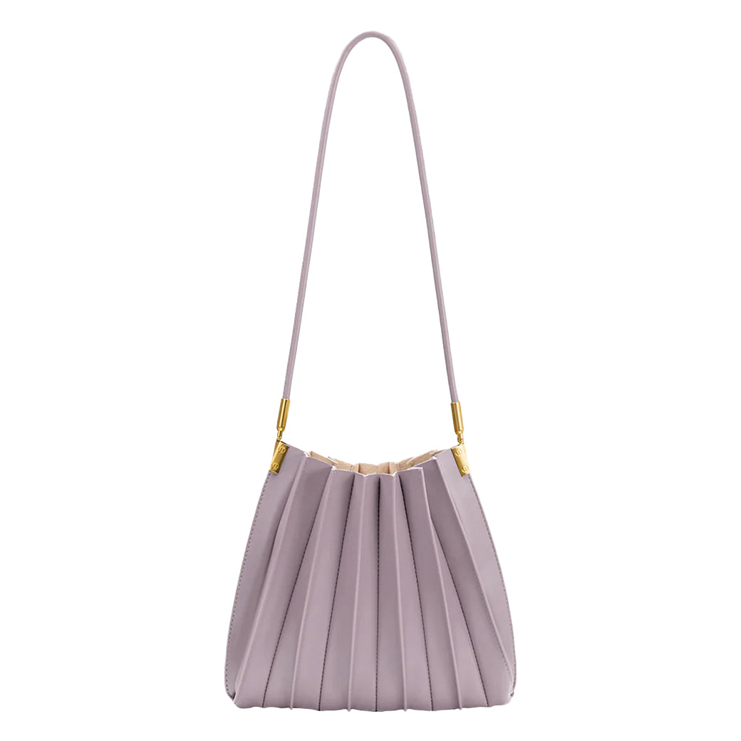 Carrie Lilac Pleated Vegan Leather Shoulder Bag | Melie Bianco