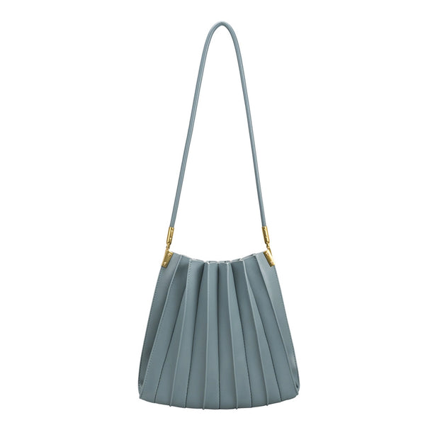 Carrie Slate Pleated Vegan Leather Shoulder Bag | Melie Bianco