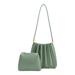 Carrie Sage Pleated Vegan Leather Shoulder Bag | Melie Bianco