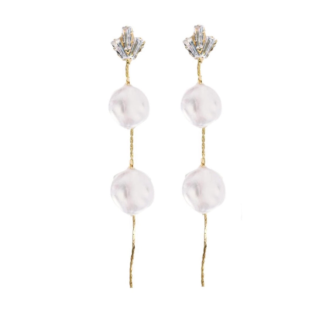 Pearl and Diamond Holiday Statement Drop Earrings | St Armands Designs of Sarasota