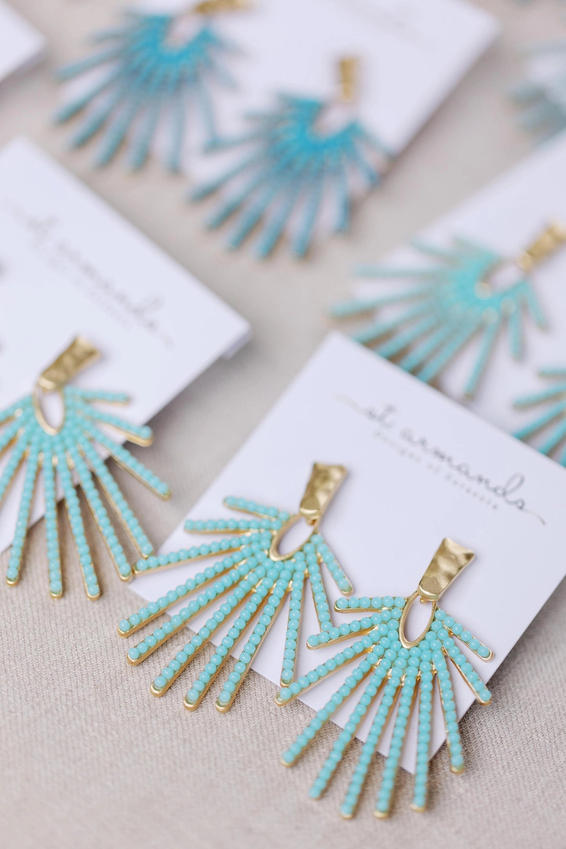 Light Turquoise Sunburst Drops Earrings