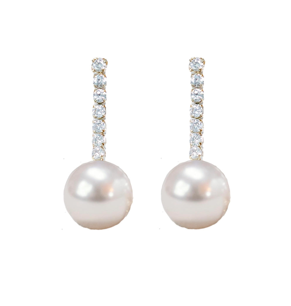 Small Swingy Pearl and Diamond Statement Drop Earrings | St Armands Designs of Sarasota