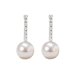 Small Swingy Pearl and Diamond Statement Drop Earrings