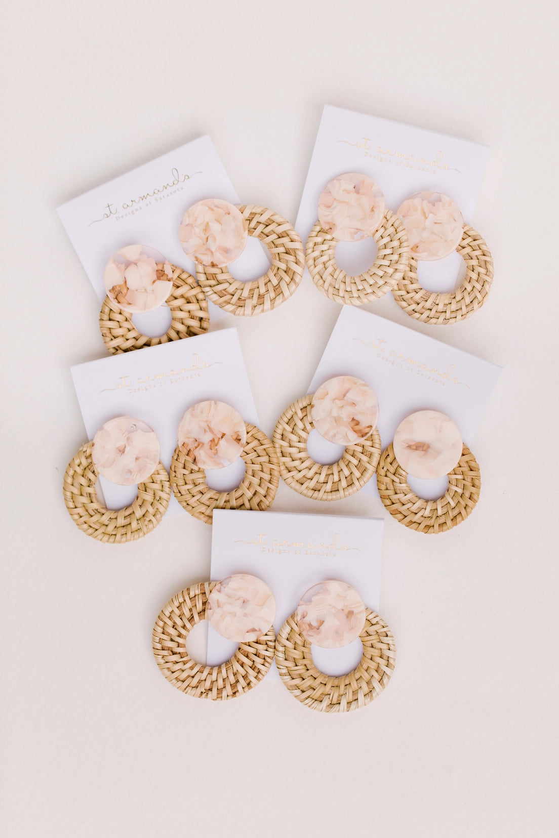 Blonde Rattan Bali Doorknocker Statement Earrings