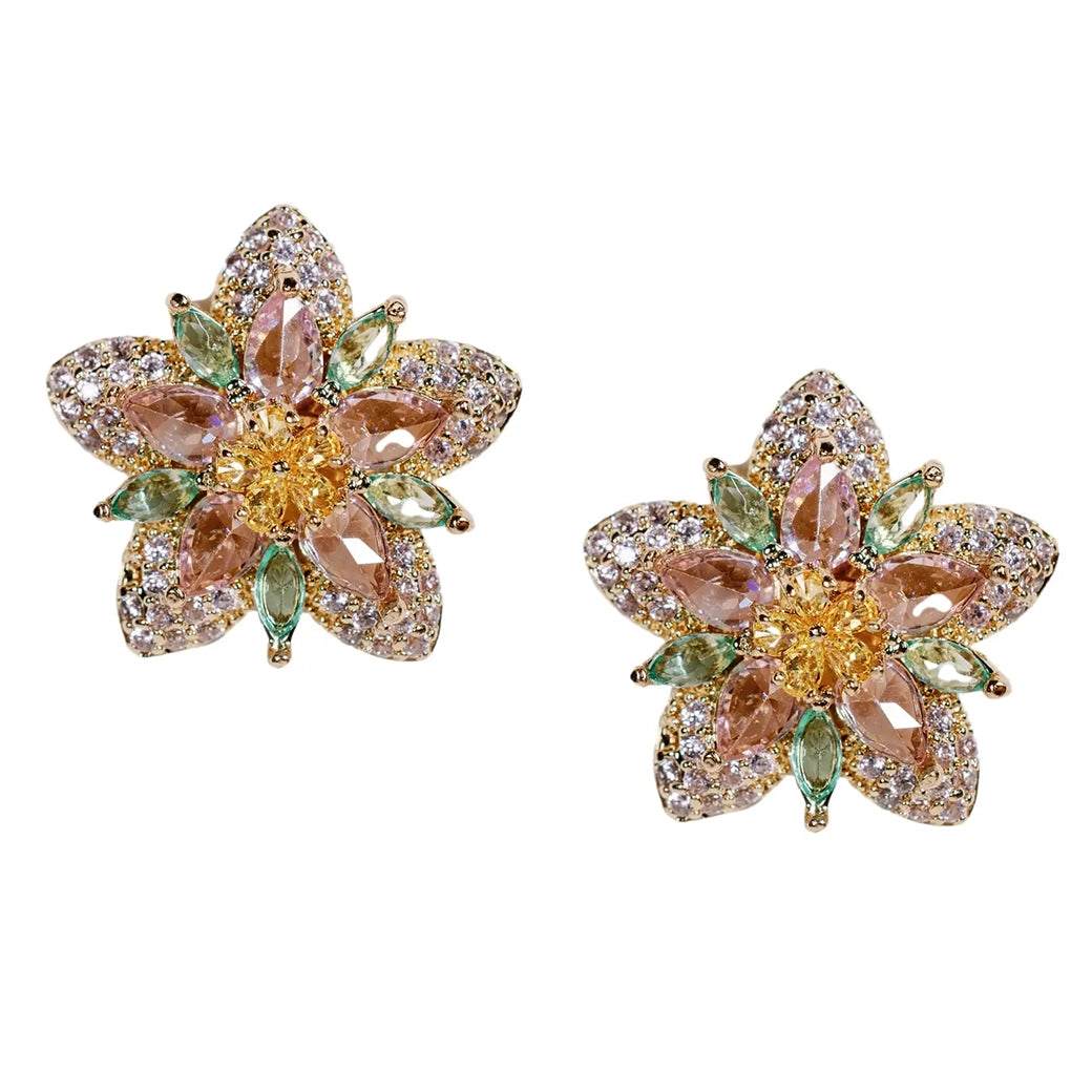 Lotus Bloom Crystal Statement Stud Earrings | St Armands Designs of Sarasota