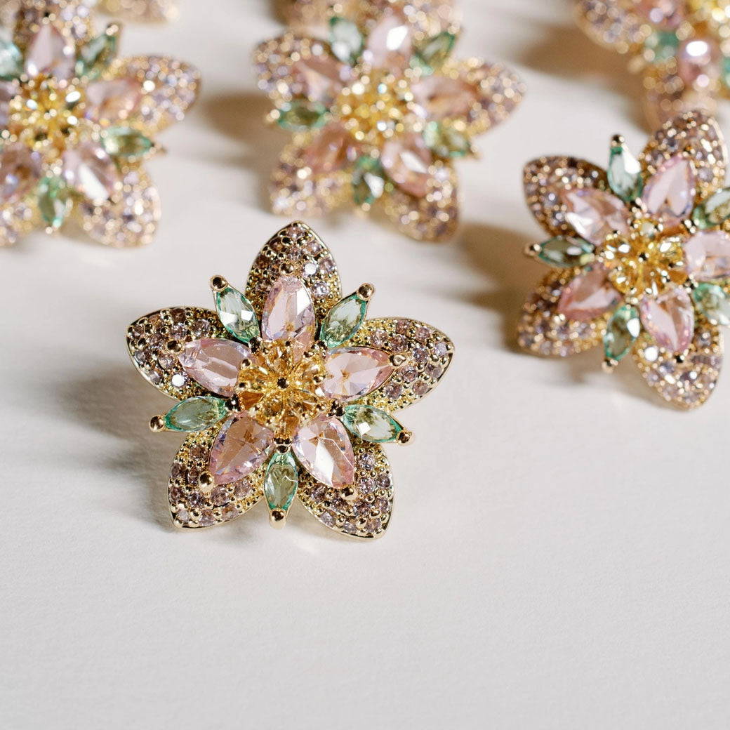 Lotus Bloom Crystal Statement Stud Earrings | St Armands Designs of Sarasota