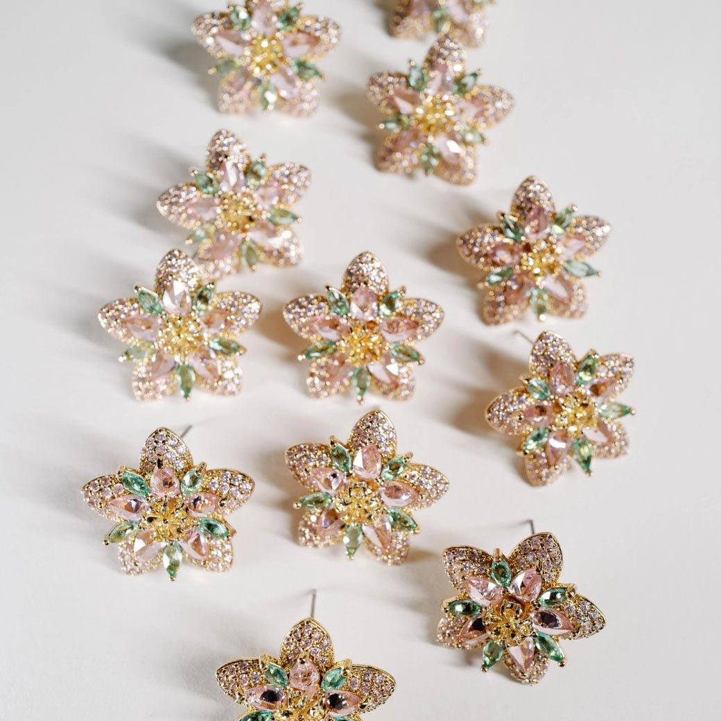 Lotus Bloom Crystal Statement Stud Earrings | St Armands Designs of Sarasota