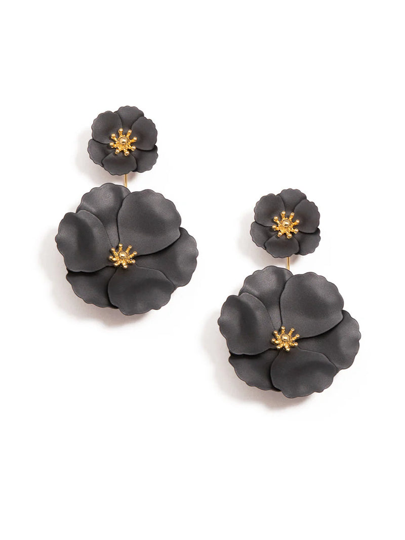 Metallic Elegant Hand-Painter Metallic Floral Drop Earrings | ZENZII