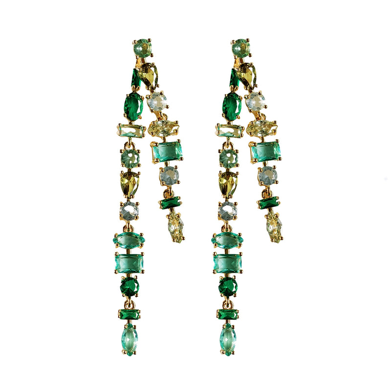 Green Ombre Crystal Layered Duster Earrings | St Armands Designs of Sarasota