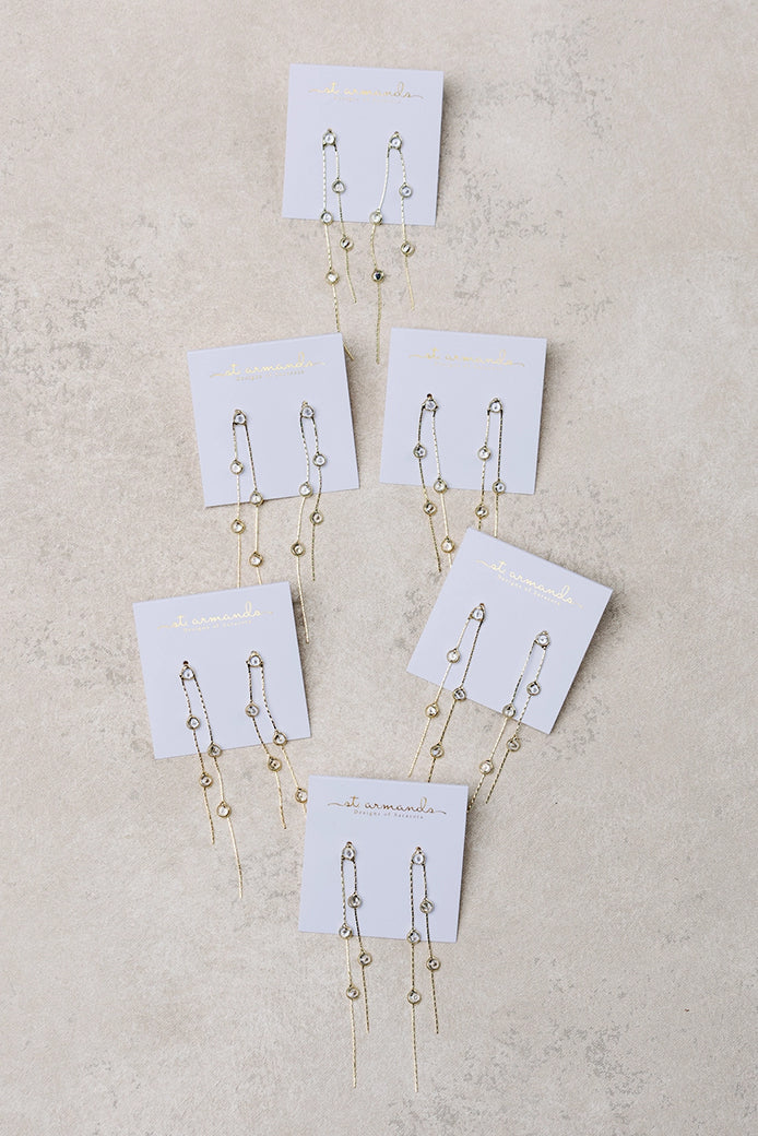 Gold and Crystal Minimalist Duster Earrings | St Armands Designs of Sarasota