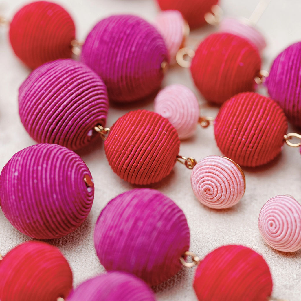 Pink, Red & Fuchsia Ombre Ball Drop Earrings — Lido | St Armands Designs of Sarasota