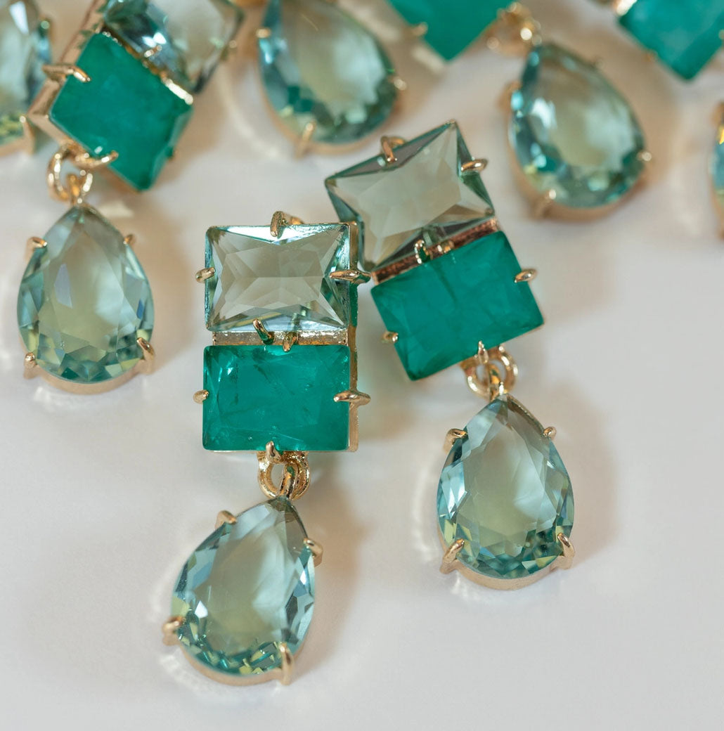 Amalfi Turquoise Ombre Gem Drop Statement Earrings | St Armands Designs of Sarasota