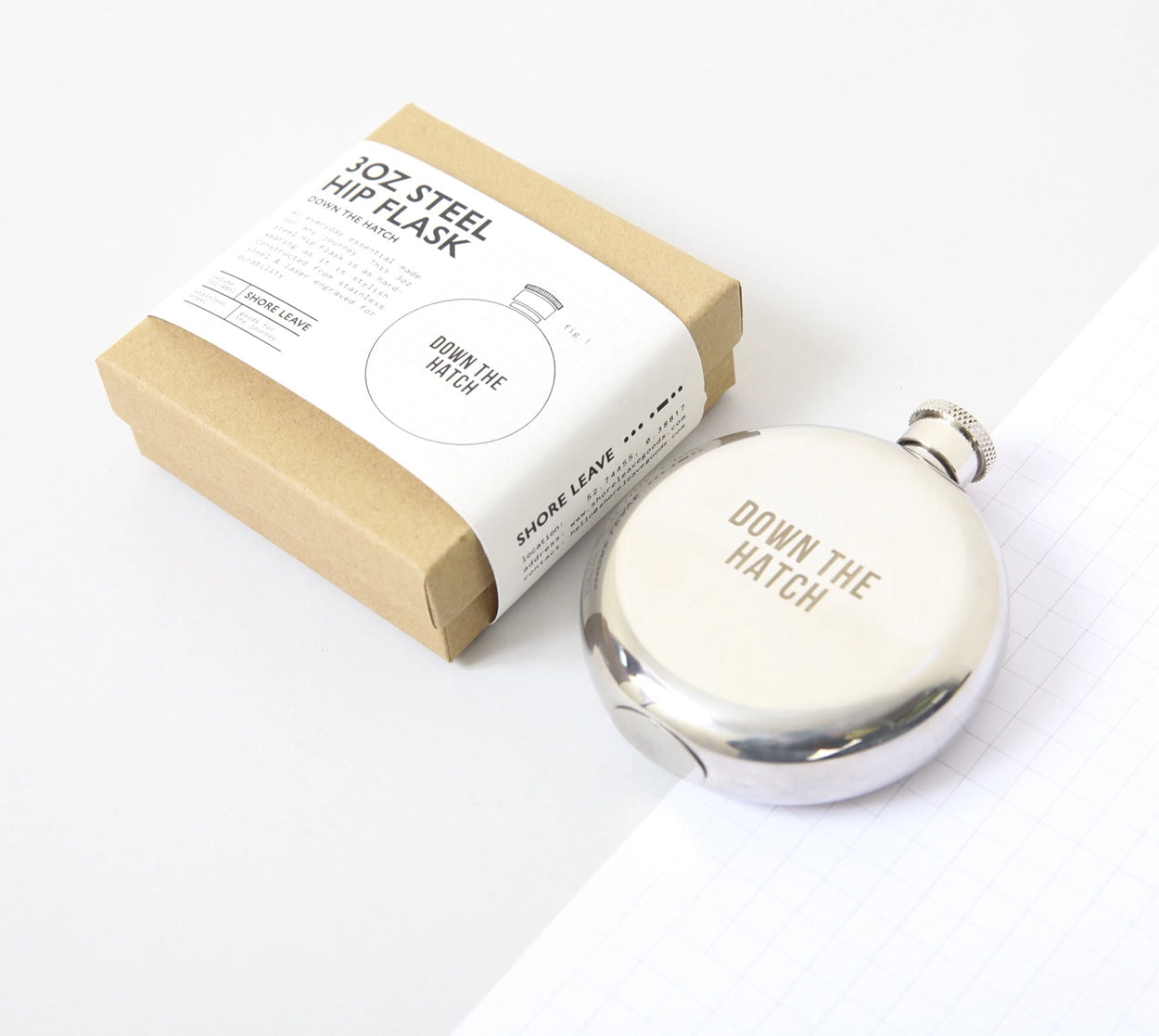 Down the Hatch Hip Flask - Stylish Stainless Steel Flask | Atlantic Folk Design