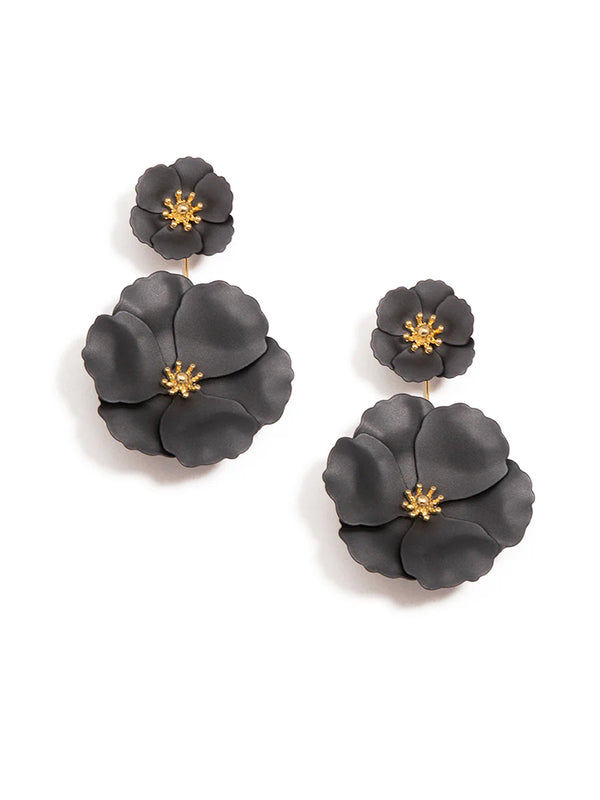 Metallic Floral Drop Earrings