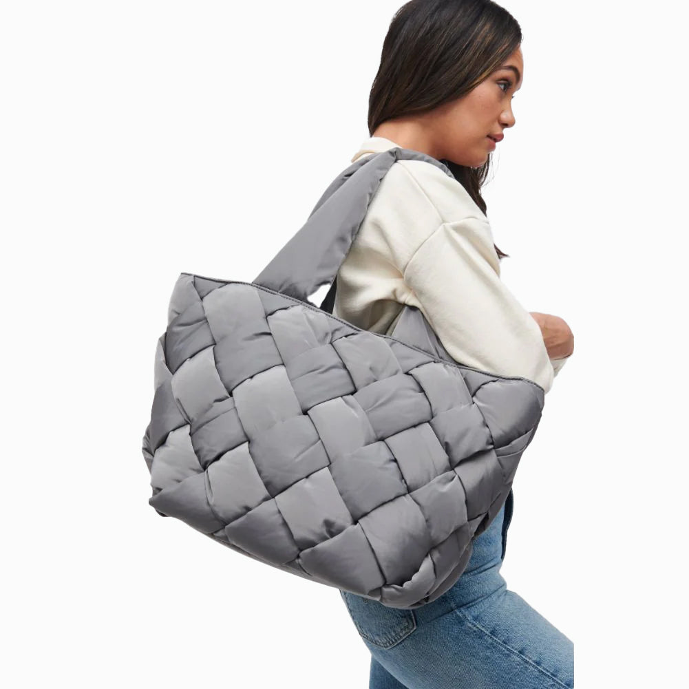 Intuition Silver Carbon East West Woven Nylon Tote |SOL SELENE