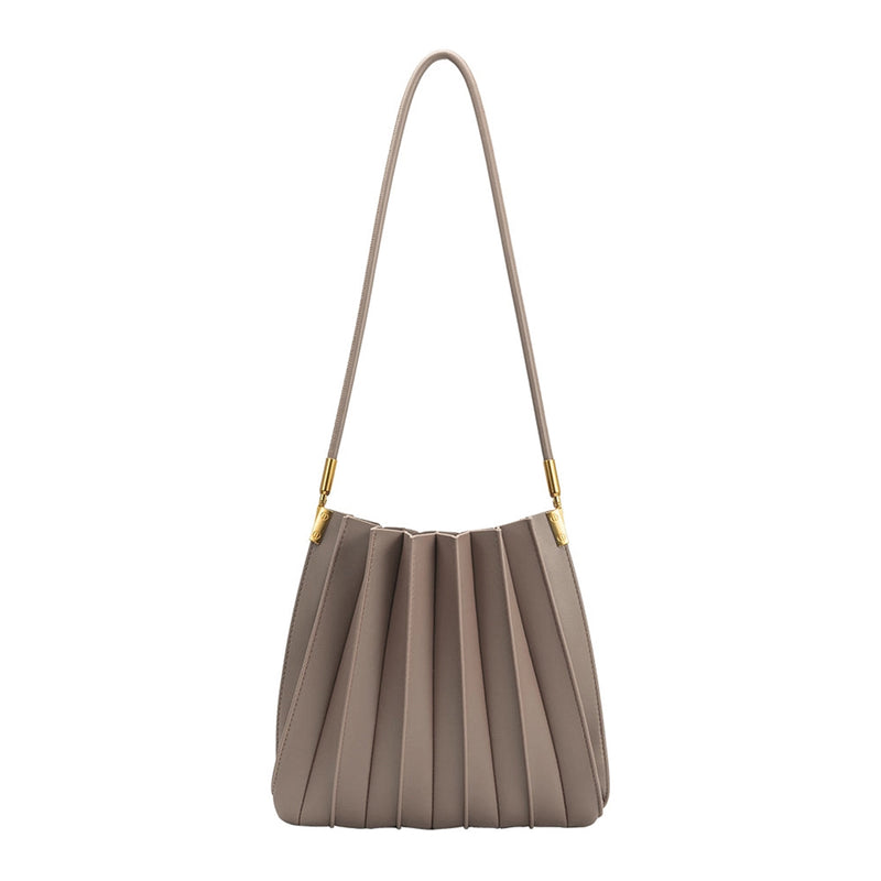 Carrie Mushroom Pleated Vegan Leather Shoulder Bag | Melie Bianco