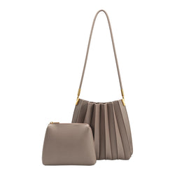 Carrie Mushroom Pleated Vegan Leather Shoulder Bag | Melie Bianco