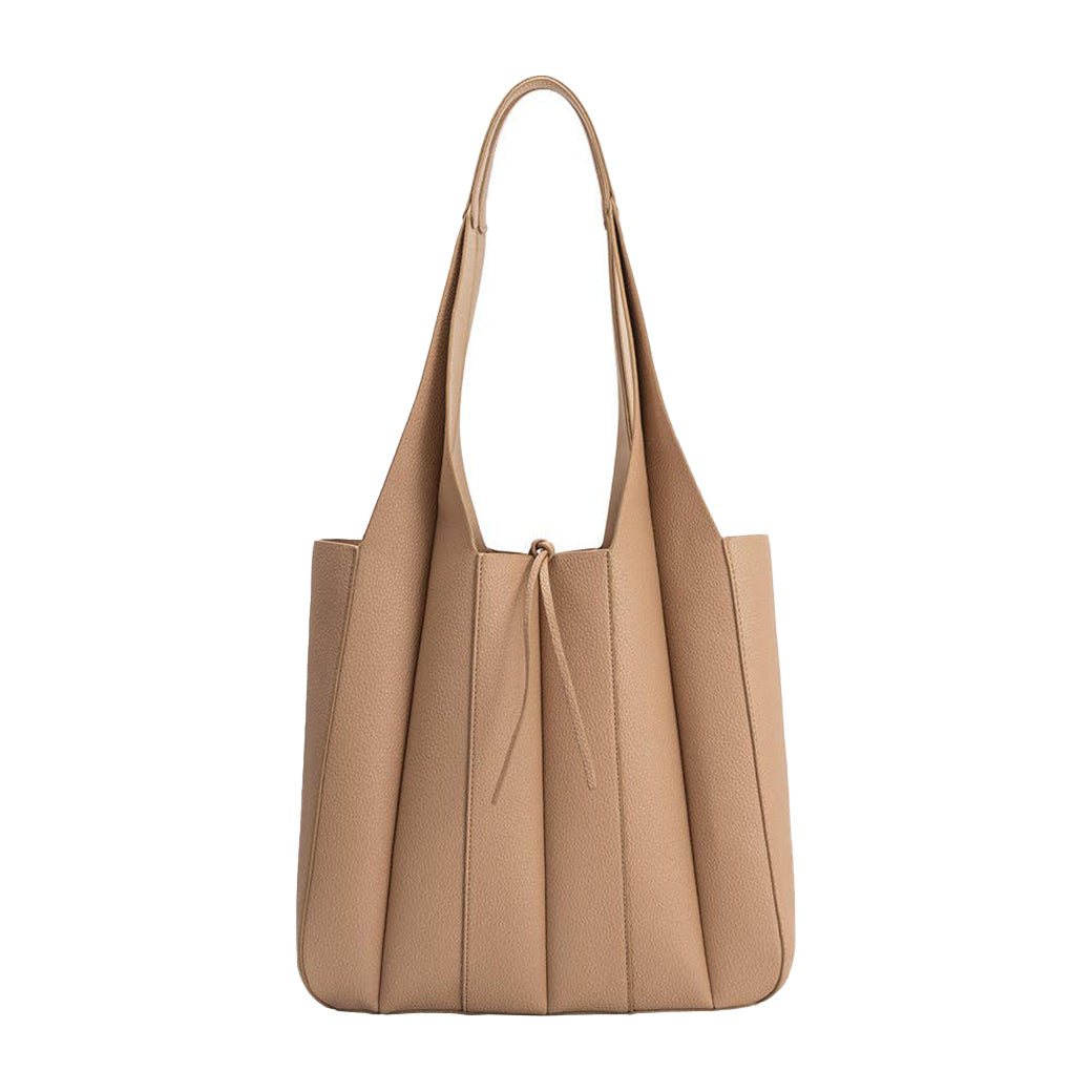 Harper Tote – Tan Pebbled Vegan Leather Tote Bag with Removable Zip Pouch | Melie Bianco