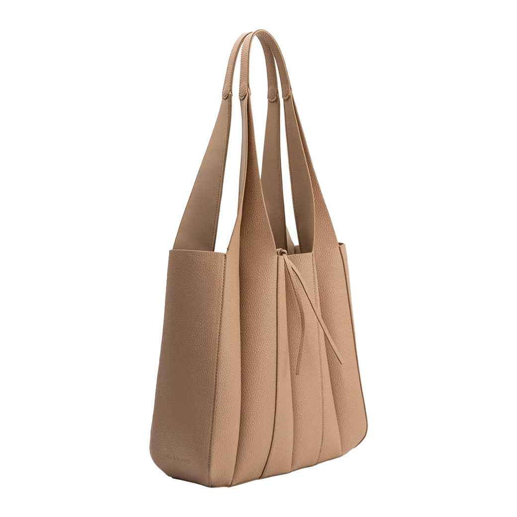 Harper Tote – Tan Pebbled Vegan Leather Tote Bag with Removable Zip Pouch | Melie Bianco