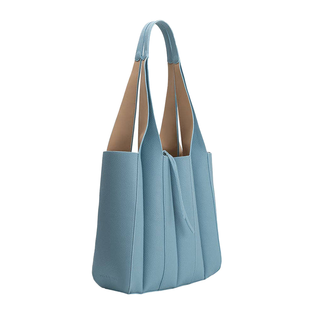 Harper Tote – Blue Pebbled Vegan Leather Tote Bag with Removable Zip Pouch | Melie Bianco