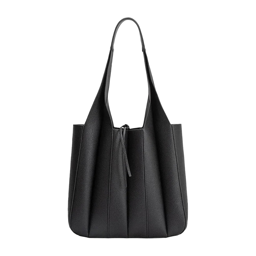 Harper Tote – Black Pebbled Vegan Leather Tote Bag with Removable Zip Pouch | Melie Bianco