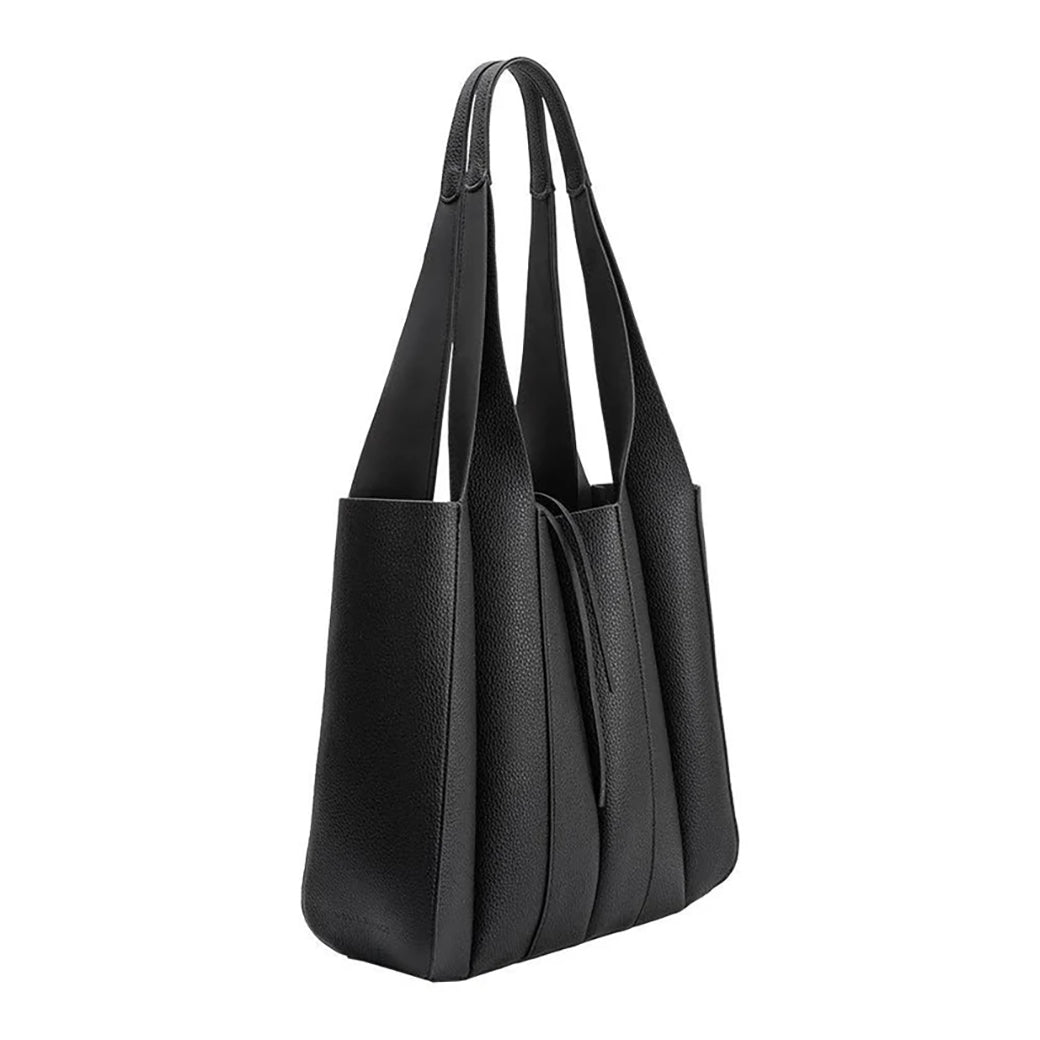 Harper Tote – Black Pebbled Vegan Leather Tote Bag with Removable Zip Pouch | Melie Bianco