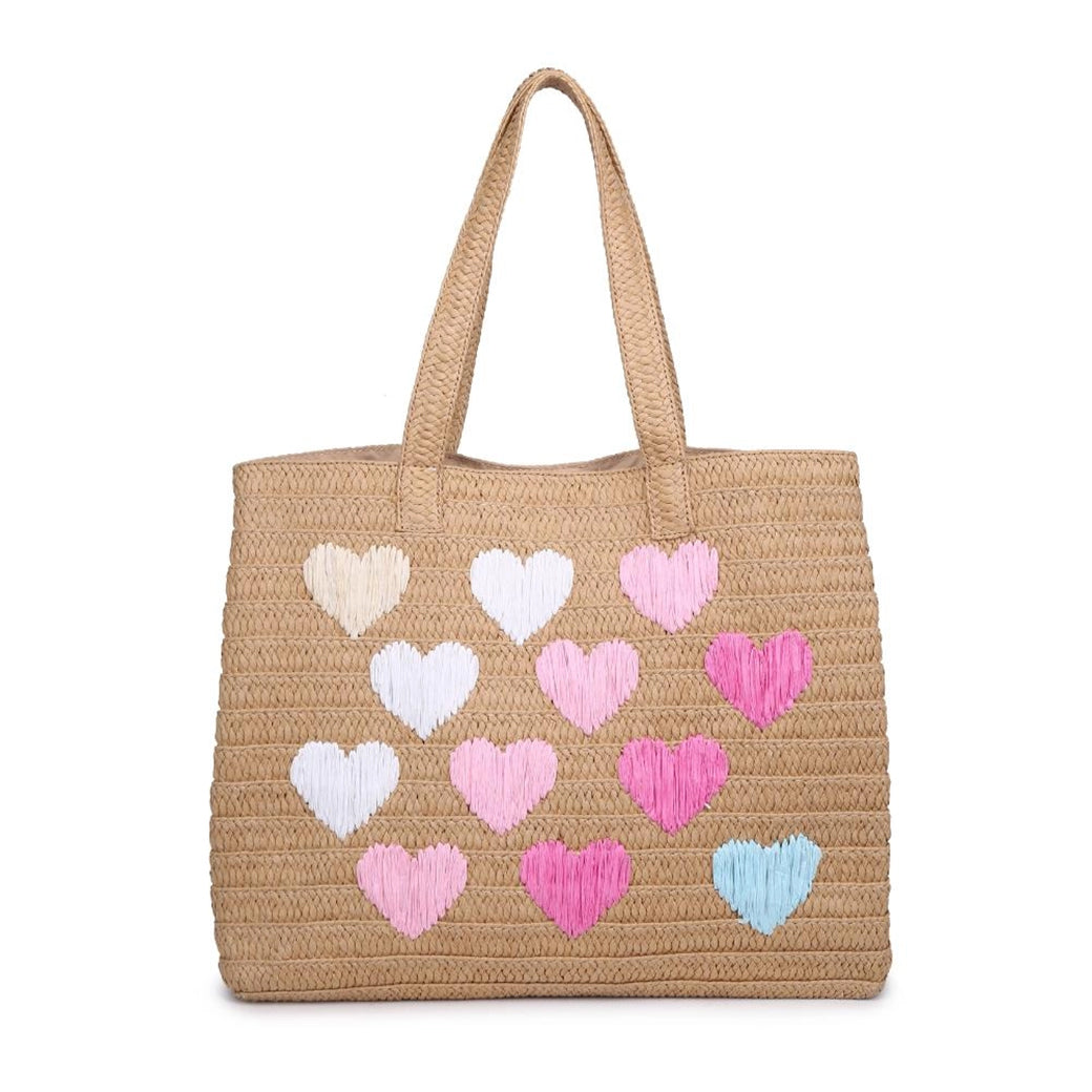 Francine Woven Straw Heart Tote | Urban Expressions