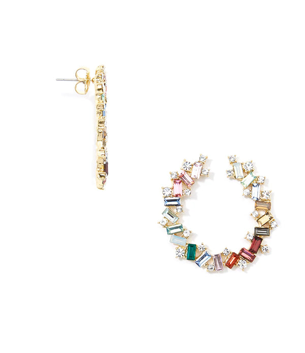 Colorful Crystal Baguette Hoop Earring Jewelry