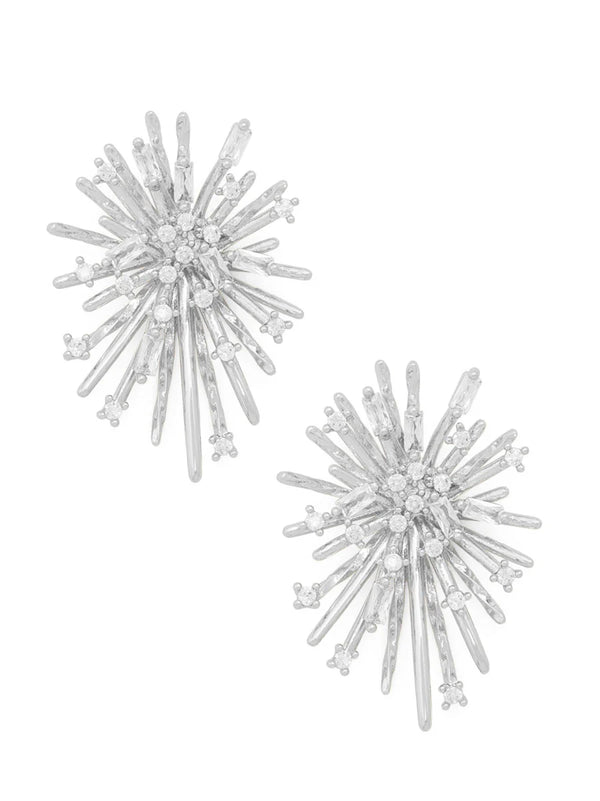 Silver Crystal Starburst Stud Earring Jewelry | ZENZII