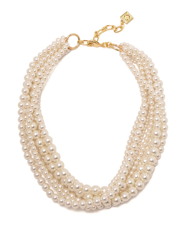 Elegant Multistrand Pearl Collar Necklace with Twist Design | ZENZII