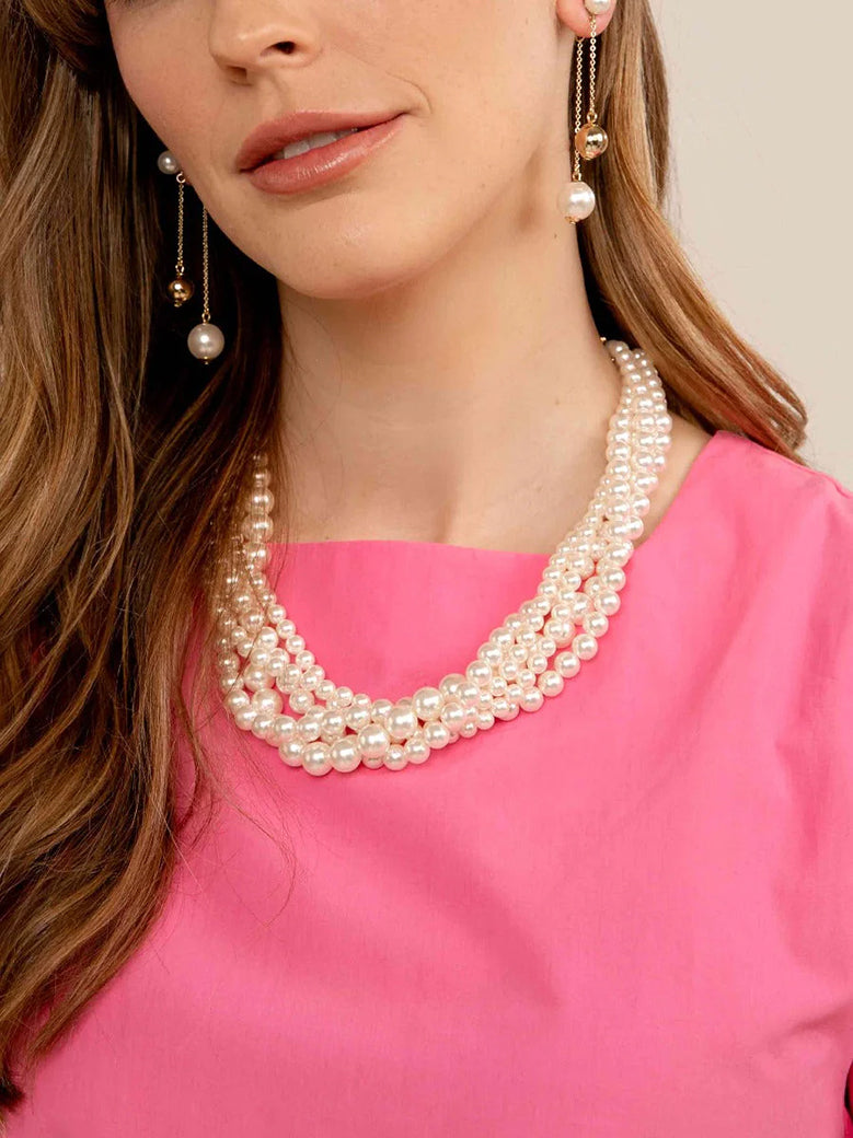 Elegant Multistrand Pearl Collar Necklace with Twist Design | ZENZII