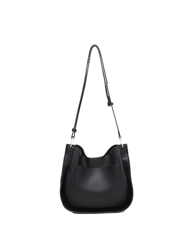 Ramona Vegan Black Crossbody Bag with Inner Pouch & Back Pocket | Jen & Co