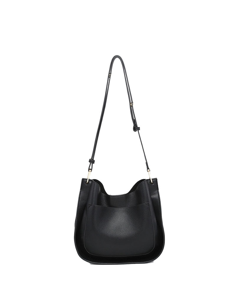 Ramona Vegan Black Crossbody Bag with Inner Pouch & Back Pocket | Jen & Co