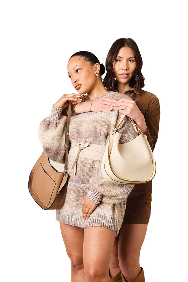 Ramona Vegan Ivory Crossbody Bag with Inner Pouch & Back Pocket | Jen & Co