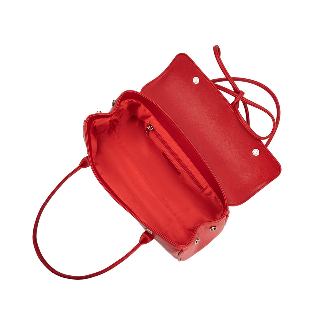 Bowie Red Vegan Shoulder Bag- Recycle Vegan Leather | Melie Bianco