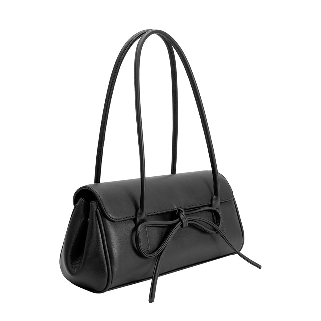 Bowie Black Vegan Shoulder Bag - Recycled Vegan Leather | Melie Bianco
