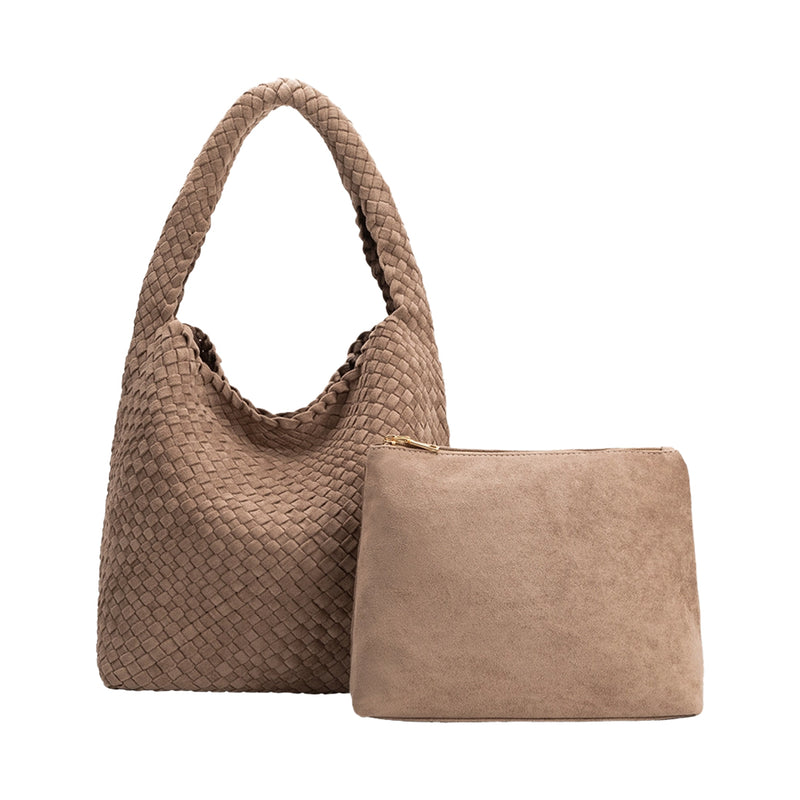 Johanna Clay Suede Vegan Shoulder Bag | Melie Bianco