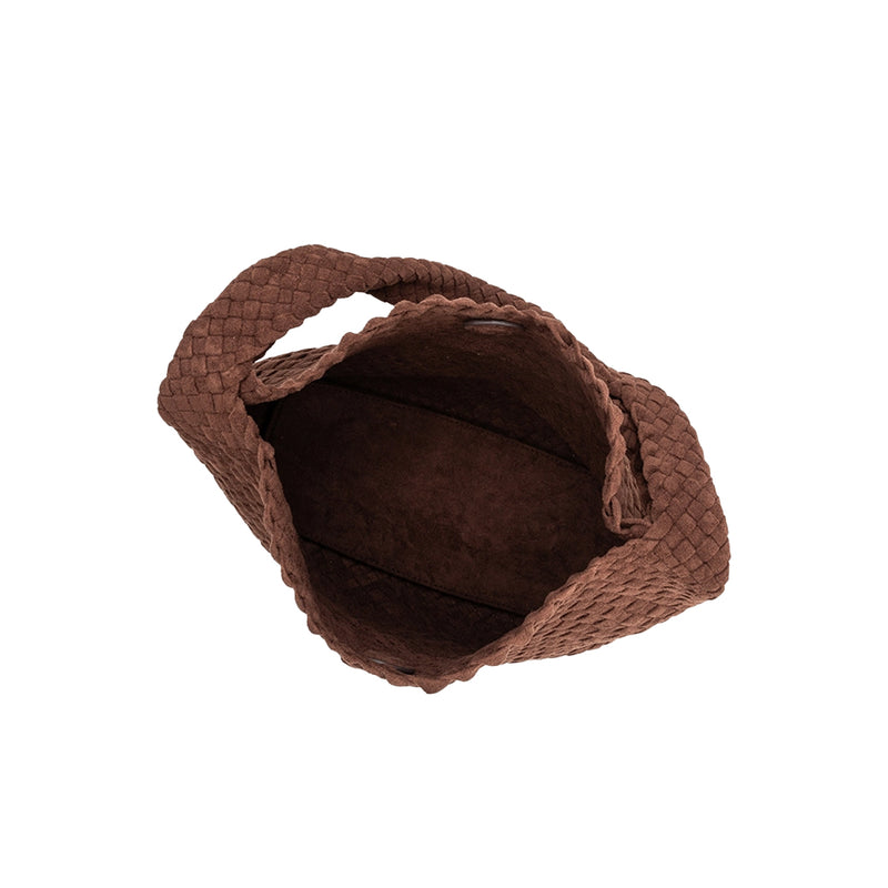 Johanna Tobacco Suede Vegan Shoulder Bag | Melie Bianco