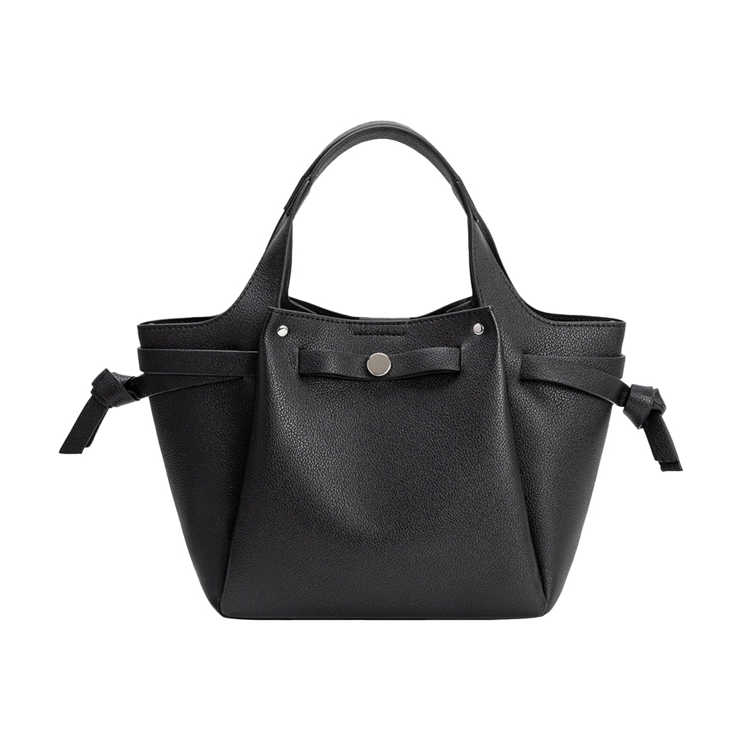 Avril Black Recycled Vegan Leather Top-Handle Bag | Melie Bianco