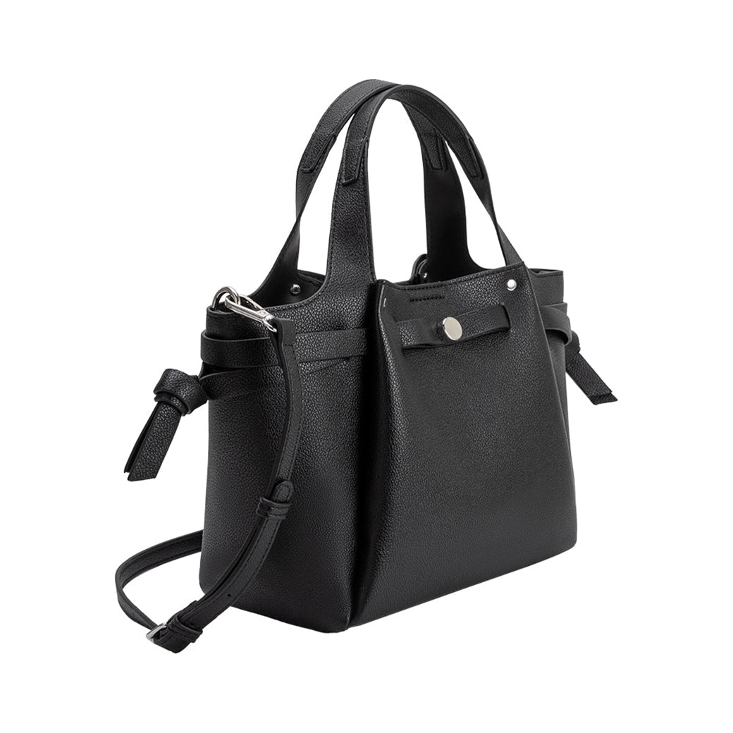 Avril Black Recycled Vegan Leather Top-Handle Bag | Melie Bianco