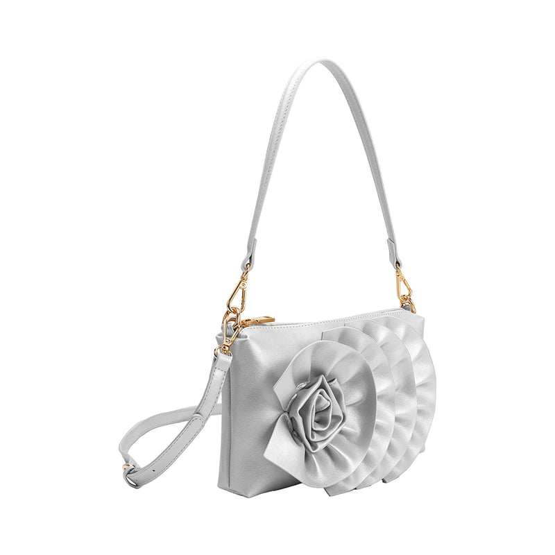 Florence Silver Recycled Vegan Shoulder Bag | Melie Bianco