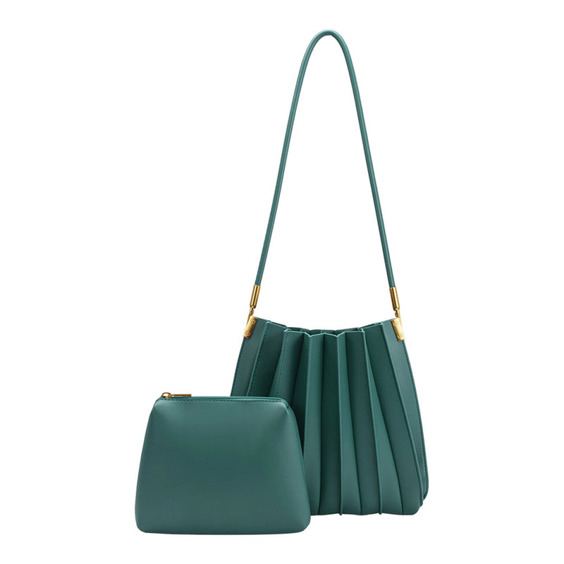Carrie Peacock Pleated Vegan Leather Shoulder Bag | Melie Bianco