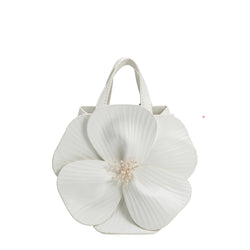 Monroe Ivory Flower Vegan Leather Top Handle Bag | Melie Bianco