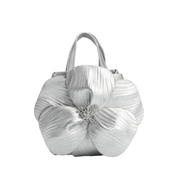 Monroe Silver Flower Vegan Leather Top Handle Bag | Melie Bianco