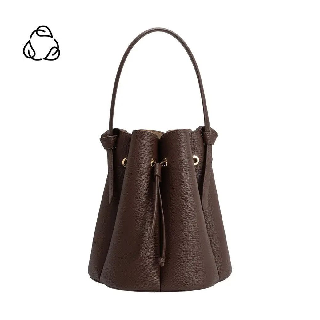 Laguna Chocolate Recycled Vegan Leather Top-Handle Bag | Melie Bianco